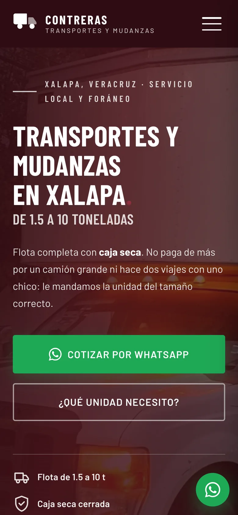 Página de Contreras en celular