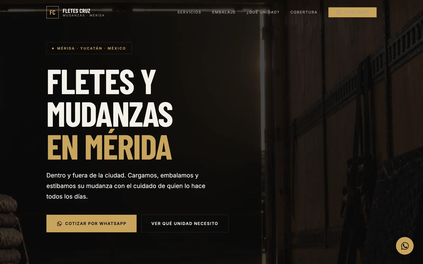 Página de Fletes Cruz en computadora