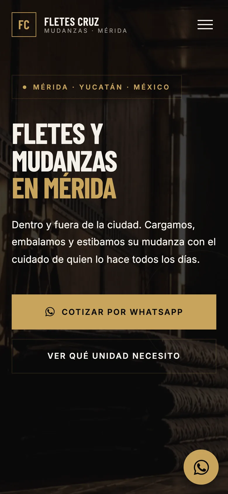 Página de Fletes Cruz en celular