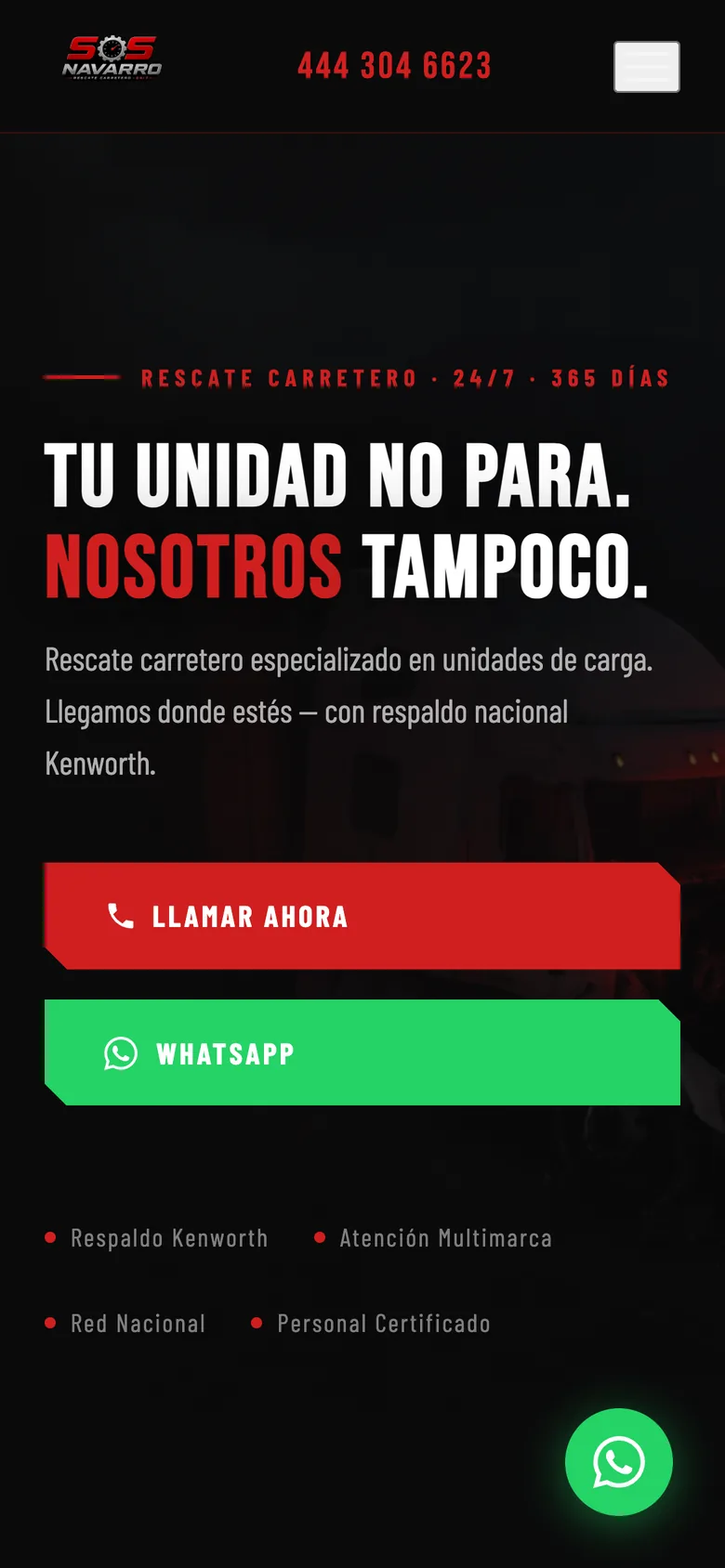 Página de SOS Navarro en celular
